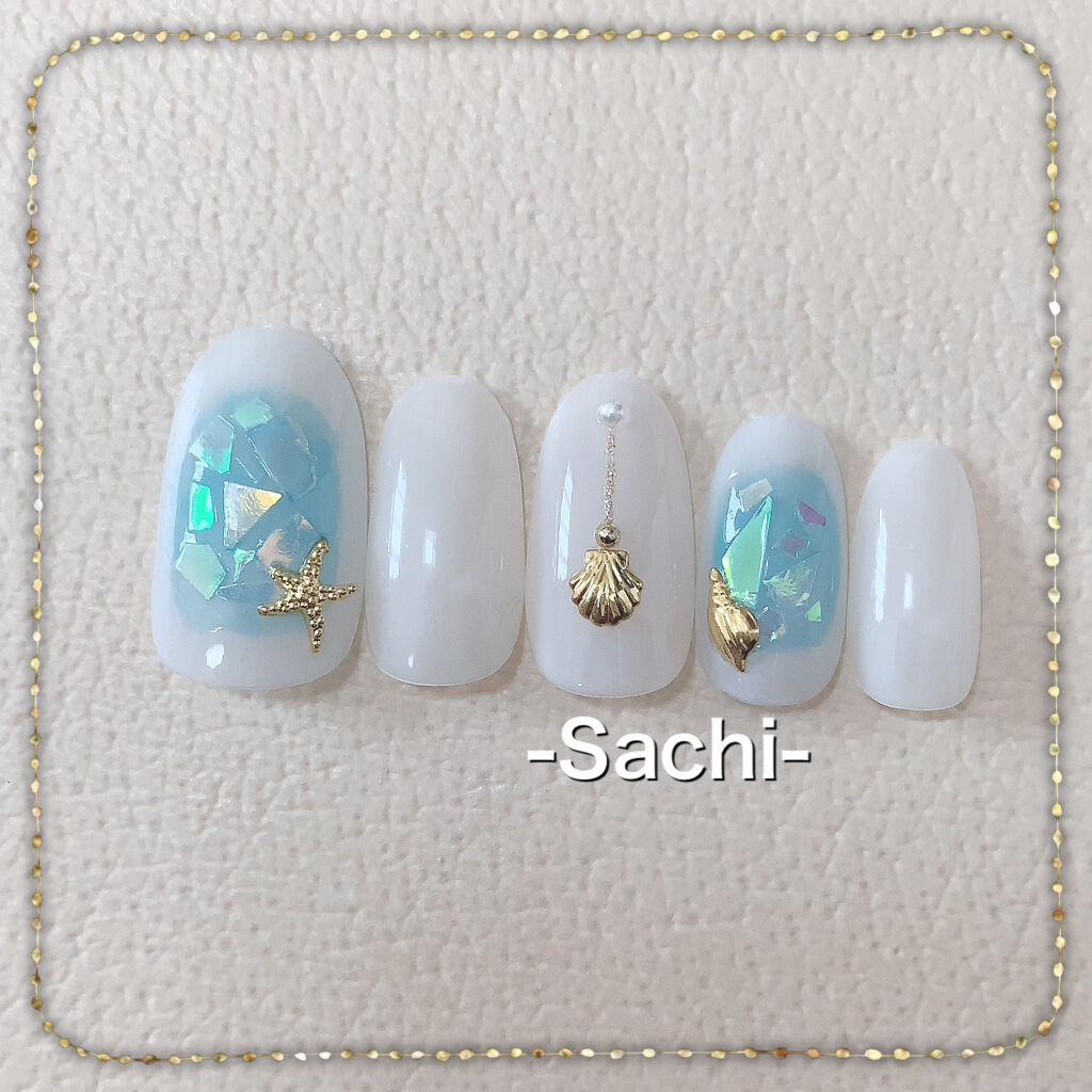 デコレーションネイルパーツ Daisoを使った口コミ クリアブルーの夏っぽチークネイルのご紹介で By Sachi 乾燥肌 Lips