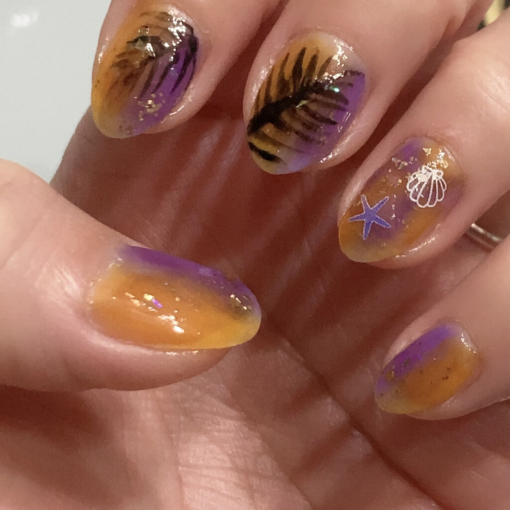 サンリオネイル Daisoを使った口コミ 夕焼けネイル サンセットビーチ を By ちゃんみ フォロバ強化期間 投稿ある方 普通肌 Lips