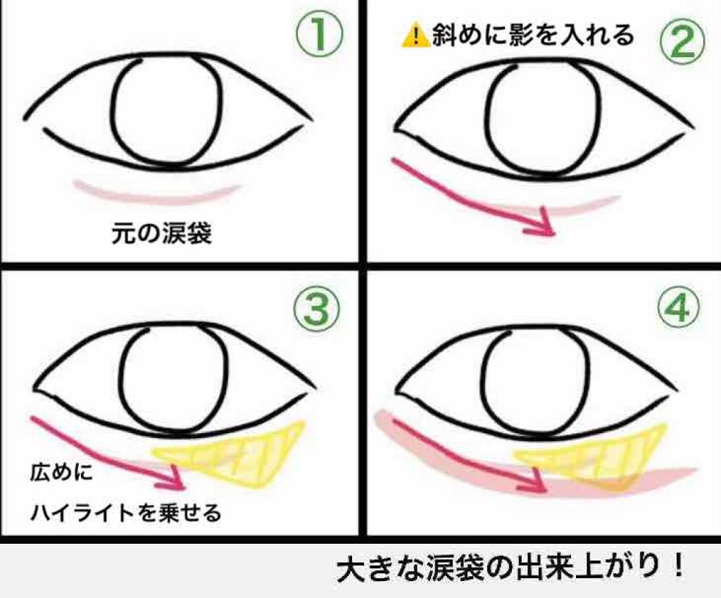 涙袋の影とラメは斜めを意識