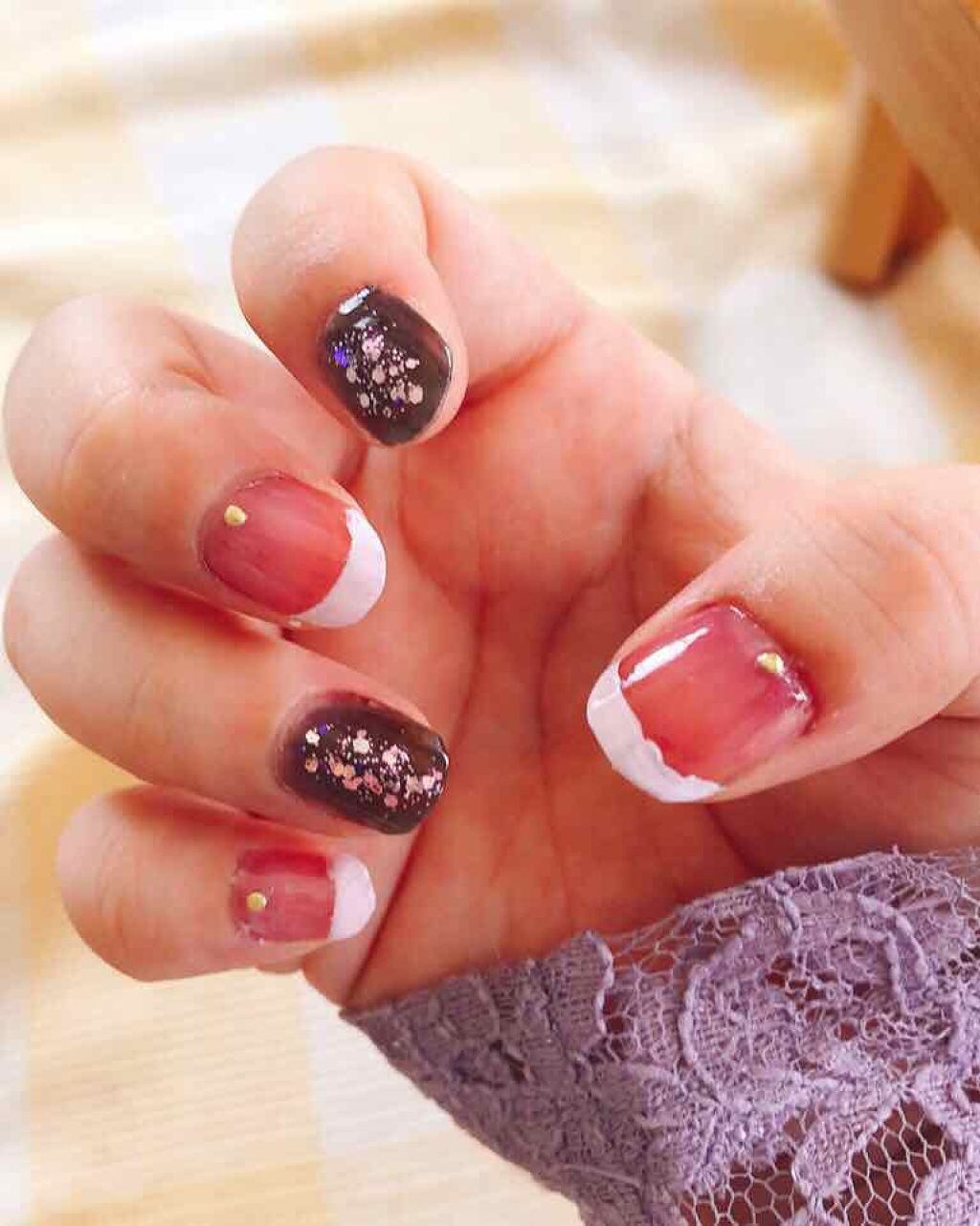 サンリオネイル Daisoを使った口コミ シースルーネイル ジェルネイルと黒のネイル By のすけ Lips