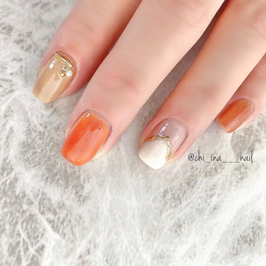 ネイルホリック ネイルホリックを使った口コミ ほぼ100均 焦がしオレンジネイル𓂃𓈒 By ちな フォロバ 敏感肌 Lips