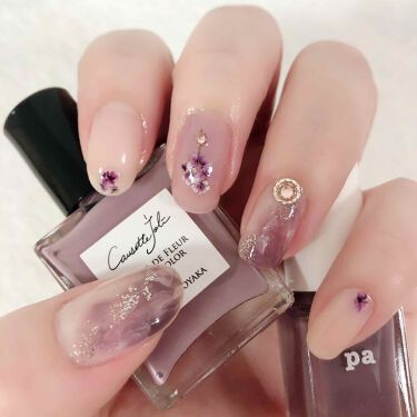 ネイルポリッシュ Threeを使った口コミ パープルな押し花ネイル最近この形のグラデー By Rabbit 乾燥肌 Lips