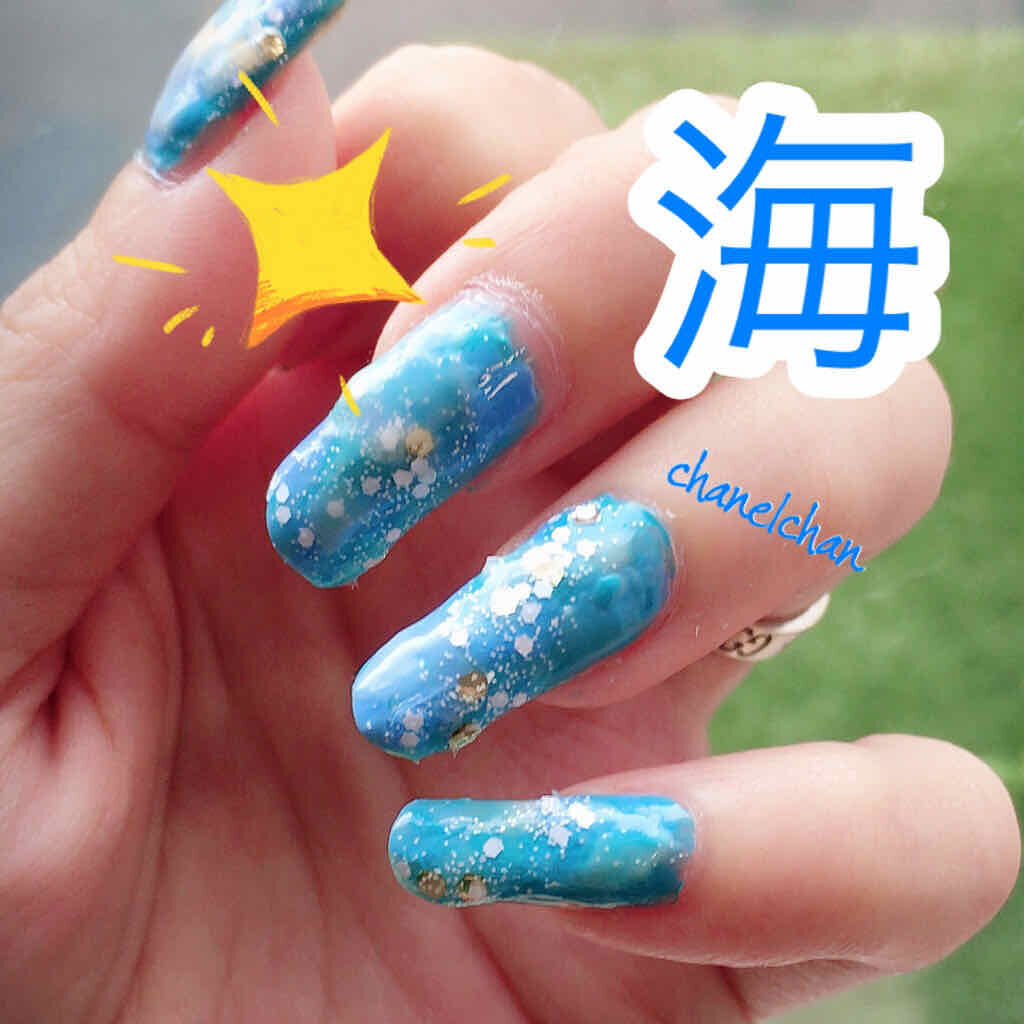 カラフルネイルズ キャンメイクを使った口コミ 海ネイル 寒色系ほぼブルーで地球ネイルを By Hati 混合肌 Lips