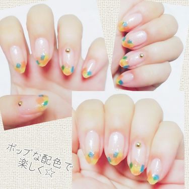 カラフルネイルズ Canmakeを使った口コミ 透明おりがみネイル ポップな配色で楽 By ゆき姉 多忙 Agm 敏感肌 Lips