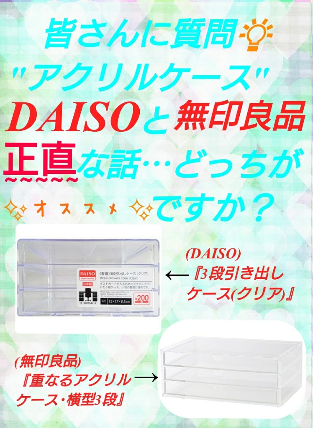 3段式クリアーケース Daisoを使った口コミ ファイル13 質問 購入検討品 By せなっち Lips