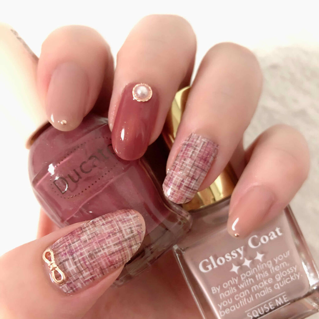 グロッシーコート スキューズミーを使った口コミ ツイードネイル本日はしずくネイルシールを使 By Rabbit 乾燥肌 Lips