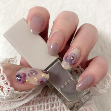 ネイルポリッシュ Threeを使った口コミ しずくネイルシールのパンジーを使用したネイ By Rabbit 乾燥肌 Lips