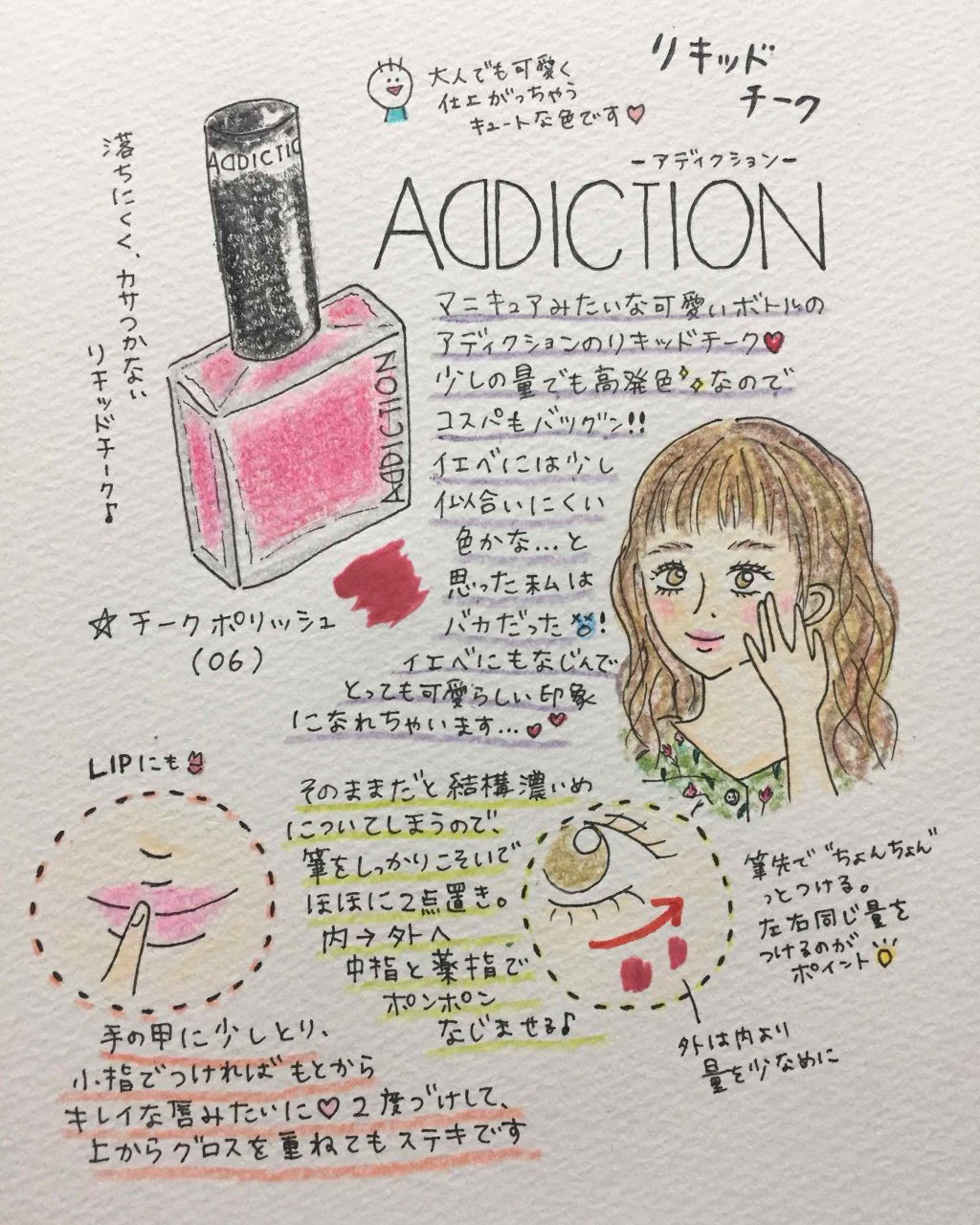 チークポリッシュ Addictionの口コミ ブルベにおすすめのジェル クリームチーク アディクションのリキッ By Tohico 混合肌 30代前半 Lips