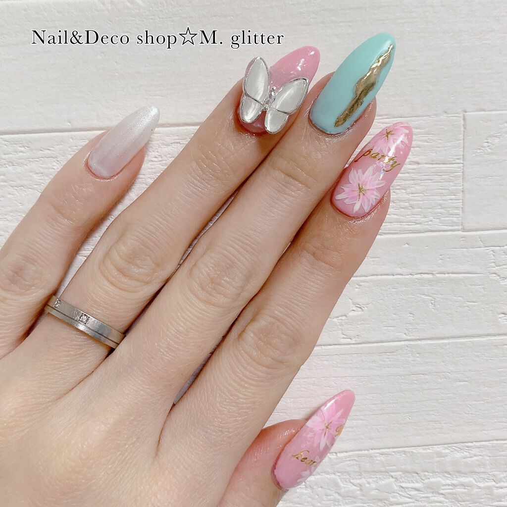 キャンジェルノンワイプクリア プリジェルを使った口コミ マイネイル 春ネイル ジェリップもどき By Mika M Glitter 混合肌 代後半 Lips