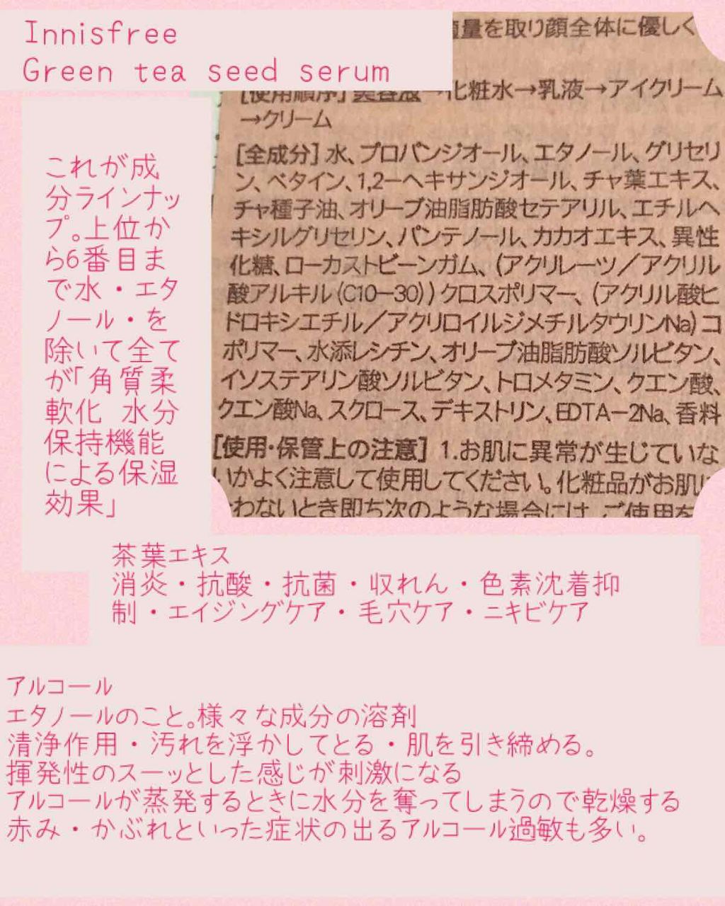 グリーンティーシード セラム Innisfreeの効果に関する口コミ エイジングケアにおすすめの美容液 裏側をよんで探れば By 無道 沙耶 Lips