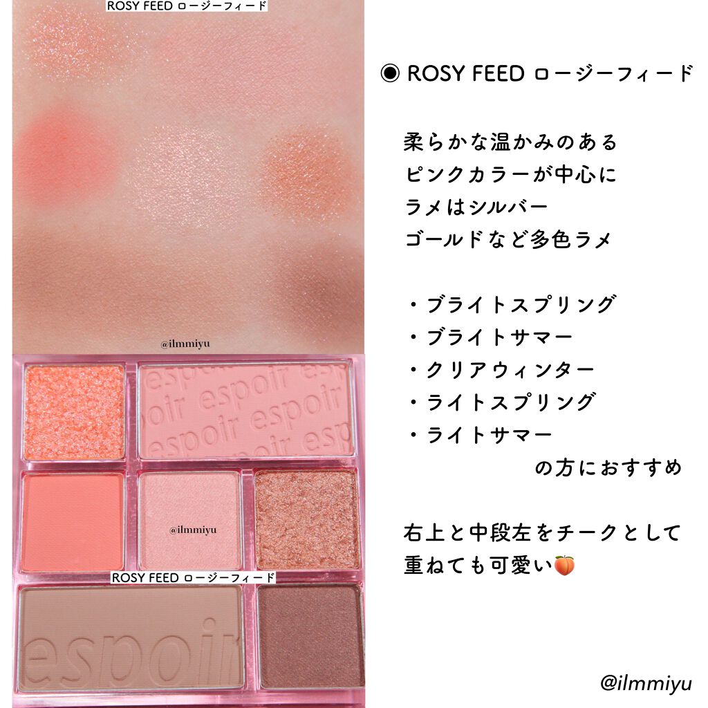 新色レビュー Real Eyepallet Espoirの人気色を比較 イエベ春におすすめのパウダーアイシャドウ エスポア 全色スウ By ミユ Ilmmiyu 混合肌 Lips