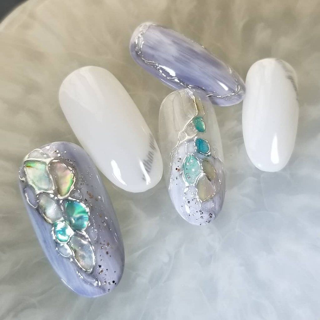 Momoジェル Nailforallの口コミ オーロラに輝く上品なシェルタイルデザイン By R Kira Nail Lips