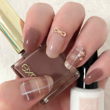 グロッシーコート スキューズミーを使った口コミ ピンクブラウンチェックネイル人差し指と小指 By Rabbit 乾燥肌 Lips