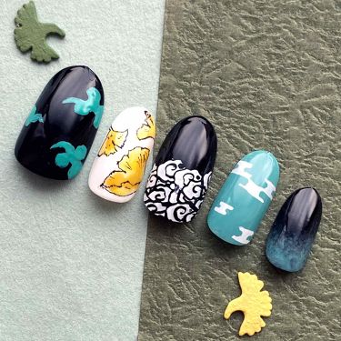 At濃密グラマラスネイルエナメル Art Collectionを使った口コミ 鬼滅の刃風ネイル 時透無一郎 ありがたい By Borotama 混合肌 Lips