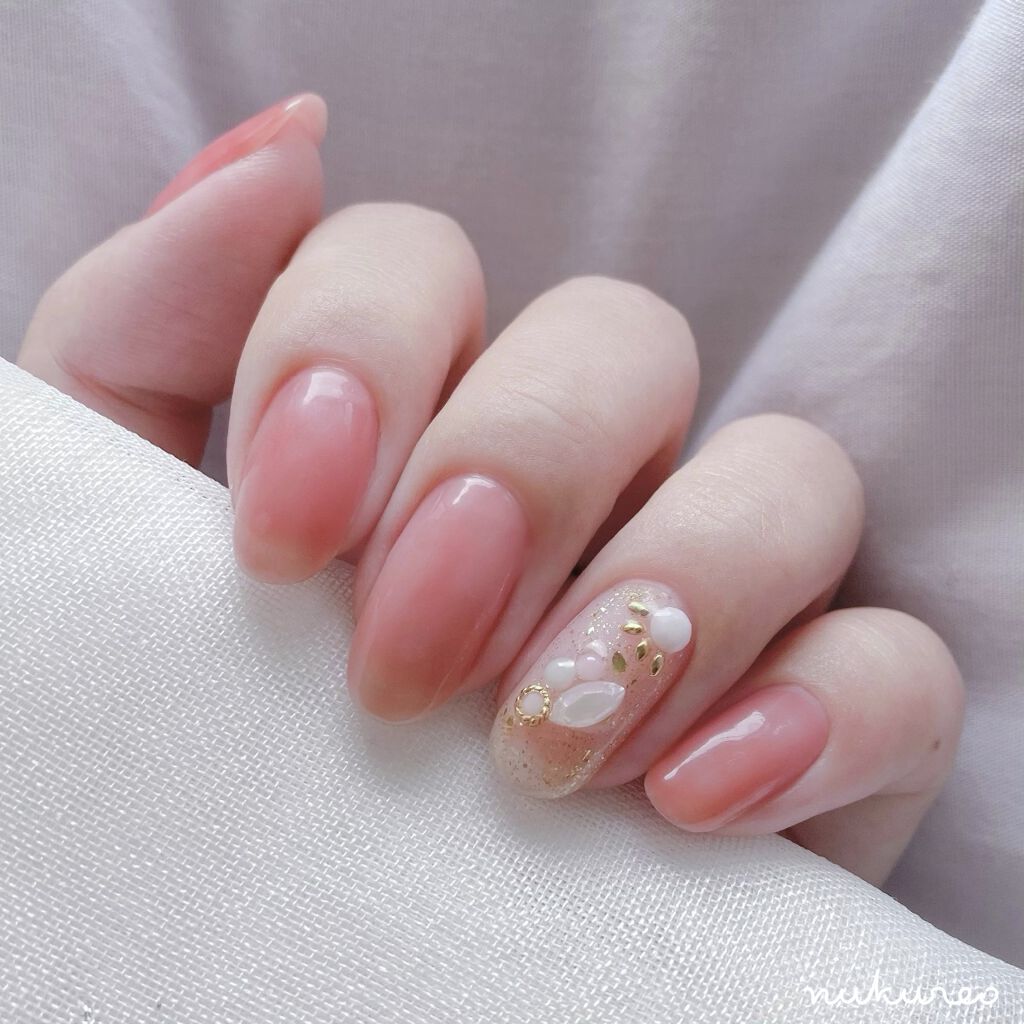 ジェルネイル ジェルミーワンを使った口コミ 透け感のあるコーラルカラーとス By ぬくれお セルフネイル Lips