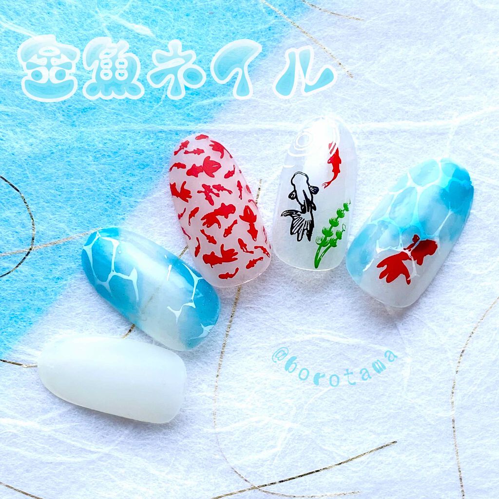 At濃密グラマラスネイルエナメル Art Collectionを使った口コミ 金魚ネイル 今日は早めの夏ネイル 夏祭り By Borotama 混合肌 Lips