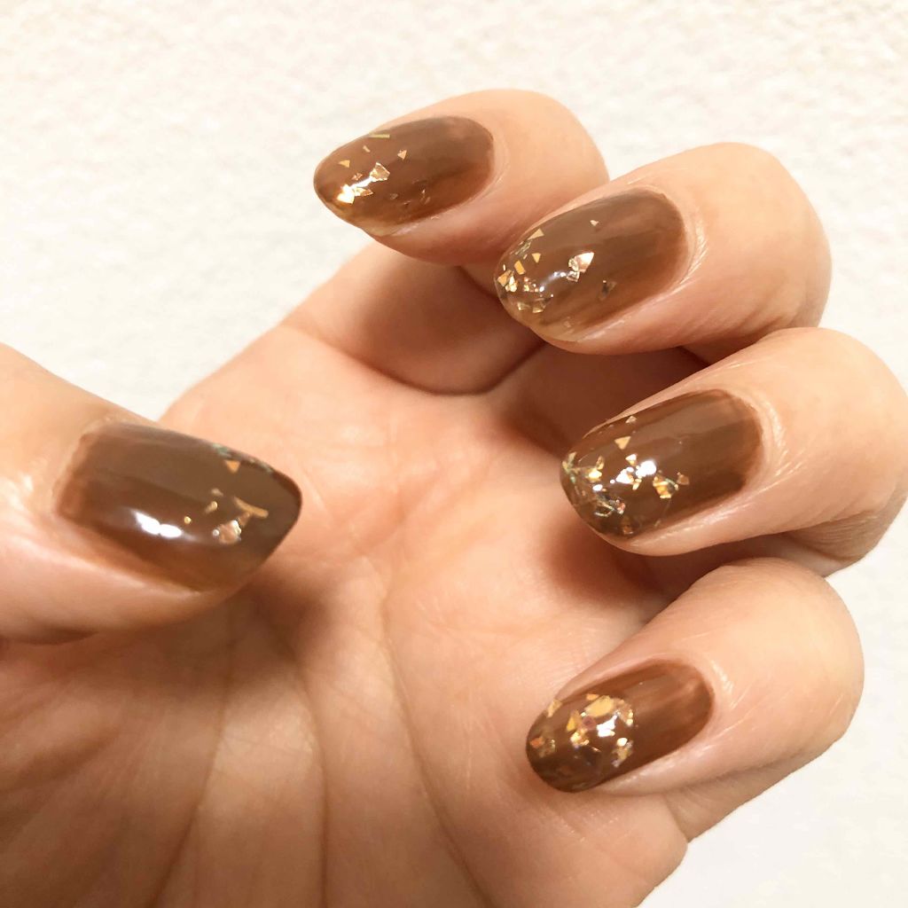 ネイル エナメル ちふれを使った口コミ 透けブラウン キャラメルネイル ホログラ By Gaho がほ アトピー肌 Lips