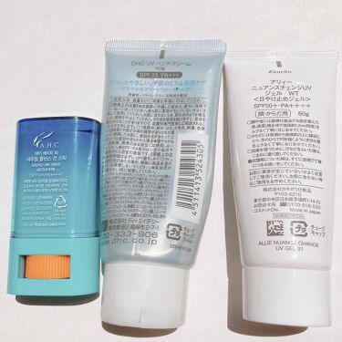 Uv ハンドクリーム Dhcを使った口コミ 日焼け止め 手持ちのもの3種類です左から By 𝖻𝗈𝗇𝗈 混合肌 代後半 Lips