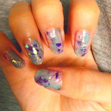 ホログラム Daisoを使った口コミ シロップネイルで派手め宇宙ニュアンス 前に By けいちゃ 混合肌 代後半 Lips