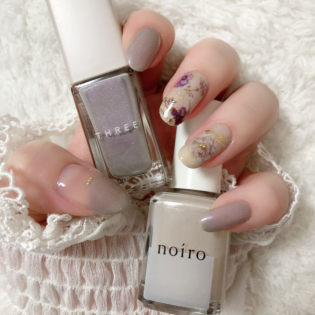 ネイルポリッシュ Threeを使った口コミ しずくネイルシールのパンジーを使ったネイル By Rabbit 乾燥肌 Lips