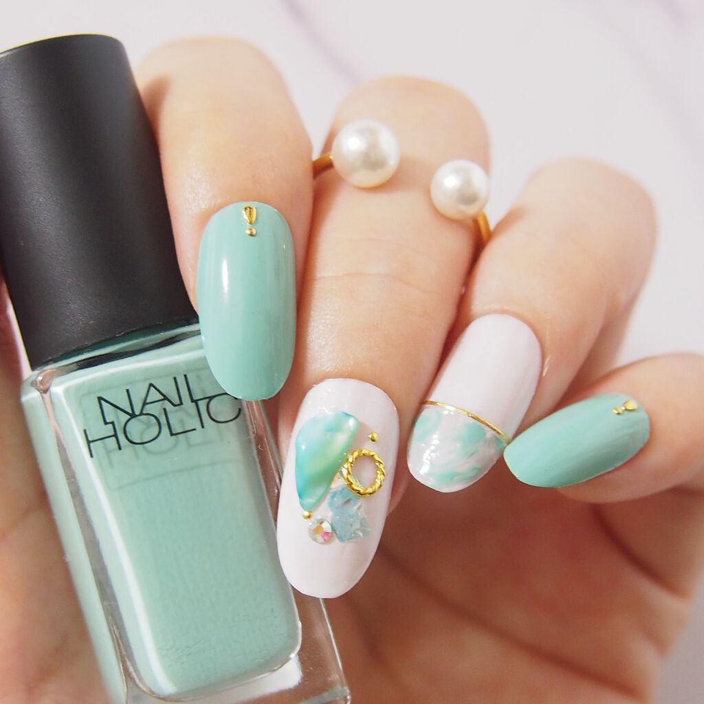 ネイルホリック ネイルホリックの口コミ Allネイルホリックでマーブルフレンチネイ By Yuyu 300yen Nail Lips