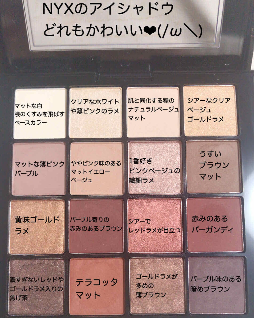 Ut シャドウ パレット Nyx Professional Makeupの使い方を徹底解説 ブルベにおすすめのパウダーアイシャドウ はじめて買ったけどまじ By なこ 混合肌 Lips