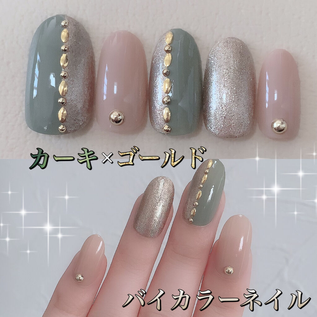 カラフルネイルズ キャンメイクを使った口コミ 春におすすめの淡いカーキとキラキラゴールド By Sachi 乾燥肌 Lips
