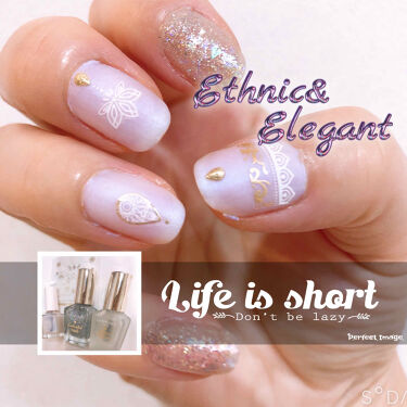 カラフルネイルズ キャンメイクを使った口コミ ホワイト グリッターで簡単エスニック ネイ By シエスタ 超多忙期コメ返遅れます 乾燥肌 40代前半 Lips