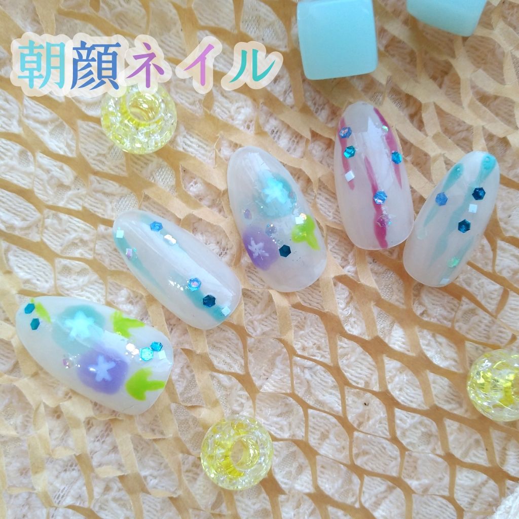 ネイルポリッシュ Planet Nailを使った口コミ 朝顔ネイル 手描きで朝顔つくってみました By Borotama 混合肌 Lips