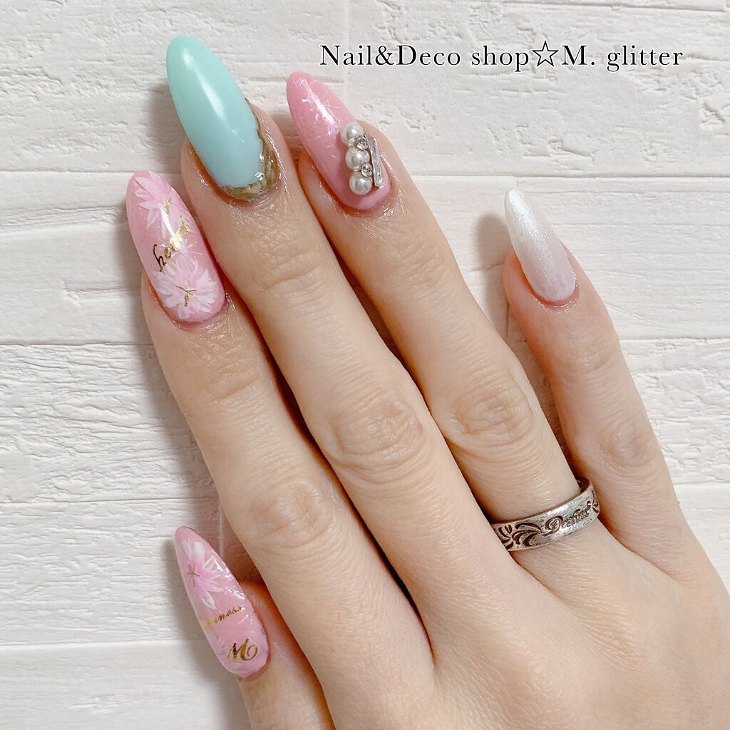 キャンジェルノンワイプクリア プリジェルを使った口コミ マイネイル 春ネイル ジェリップもどき By Mika M Glitter 混合肌 代後半 Lips