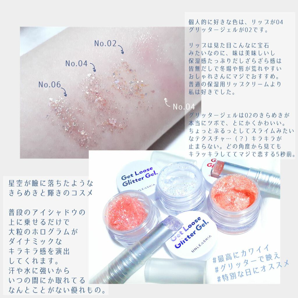 ゲットルースグリッタージェル Unleashiaを使った口コミ 散りばめられた星空のような煌めきのグリッ By 駿河 混合肌 代前半 Lips