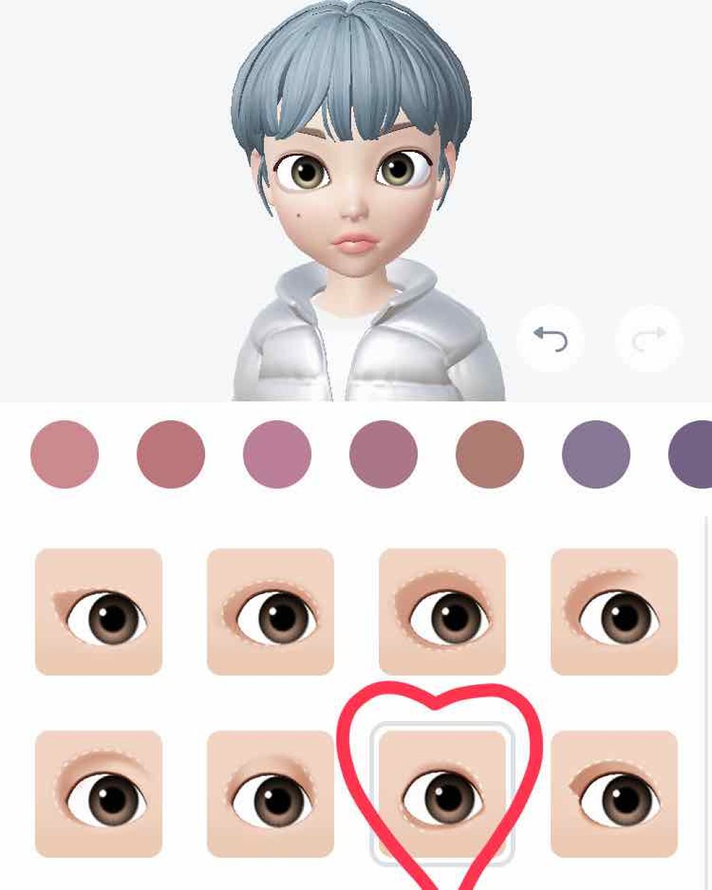 フェイス編集のメイクアップボタンをポチっ