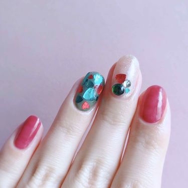 ジェルネイル ジェルミーワンの口コミ 今年のクリスマスネイルはこれ 赤と緑をメイ By ぬくれお セルフネイル Lips