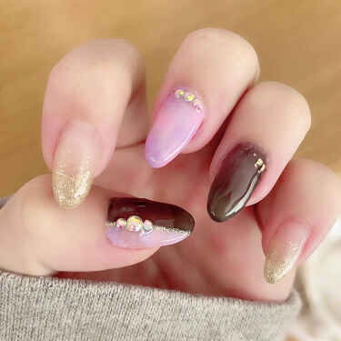 Shジェルネイル ライト対応 セリアを使った口コミ 紫ピンク ブラックネイル By Lucy 混合肌 代前半 Lips