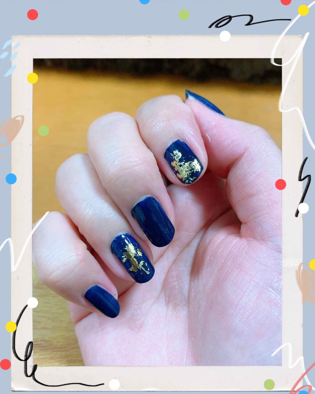 クイッククリスタルコート ネイリストを使った口コミ ネイル備忘録ネイビーと金箔金箔上手く貼るの By みるくくん 乾燥肌 Lips